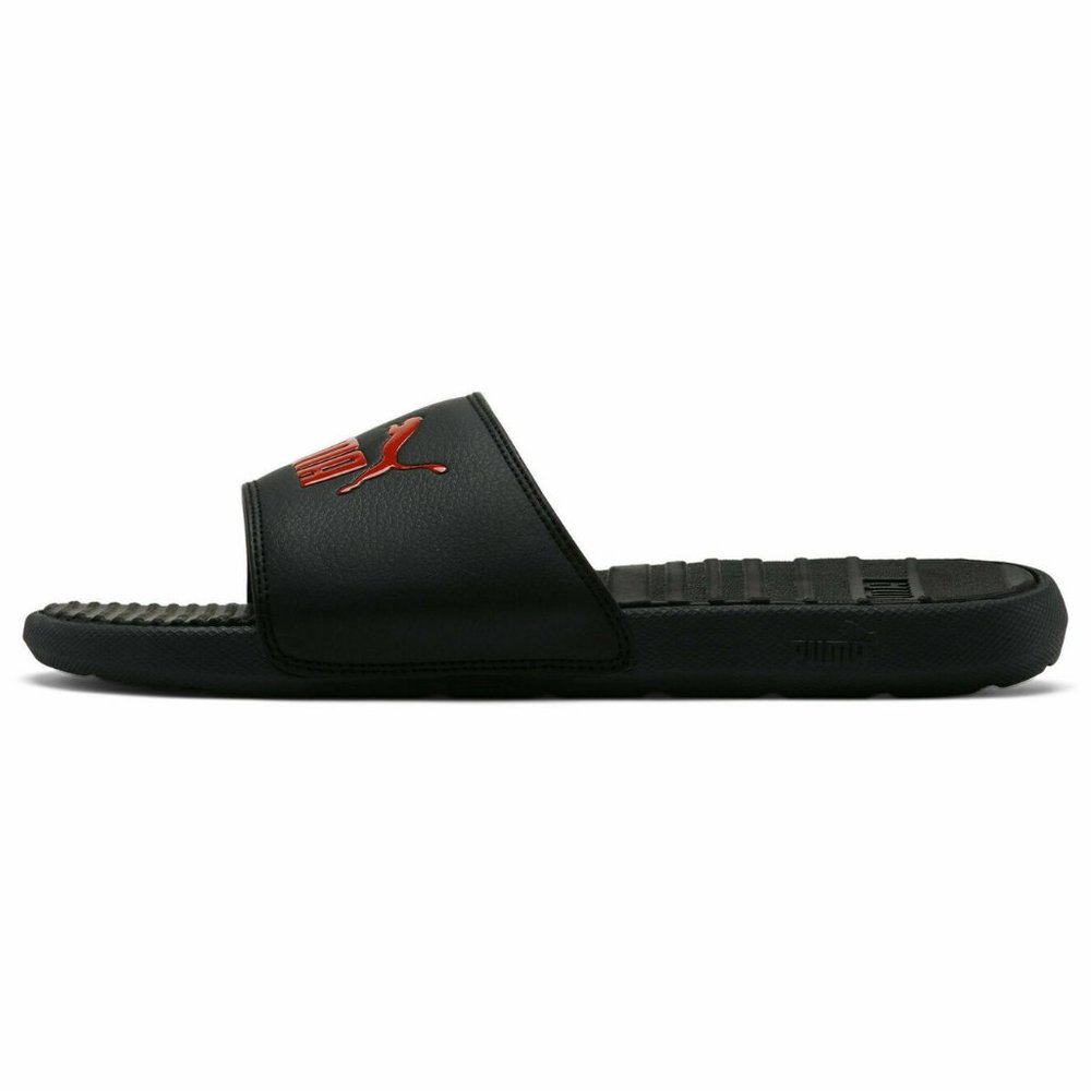 PUMA Men's Cool Cat Slide Sandal. Puma Black-Hight Risk Red.Size 10~11